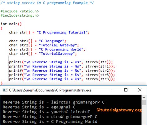strrev in c++|strrev in c program.